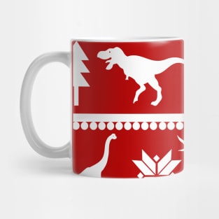 Dinosaur Fair Isle Pattern (Red) Mug